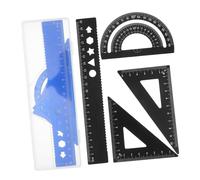 TOYZFRIENDY 8 Piezas Reglas Geométricas con Transportador y Escuadras Triangulares Juego de Reglas para Dibujo Técnico y Geometría con Caja de Almacenamiento para Aula Oficina y