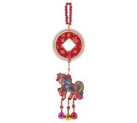 TOYZFRIENDY Adorno Colgante Año del Caballo 2026 Campana de Viento Vintage Cobre Símbolos Chinos y Campanillas de Puerta para Decoración del Hogar y Amuleto Suerte Rojo