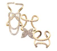 TOYZFRIENDY Anillos de Uñas para Diseños Acrílicos Microengaste de Circonia, 3 Piezas de Metal Dorado Desmontables para Decoración de Uñas Elegante y Versátil
