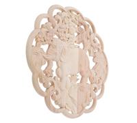 TOYZFRIENDY Aplique Decorativo de Pared Redondo de Madera sin Pintar de 30X30 CM Talla de Elefante Africano Incrustación para Armarios y Muebles Decoración Rústica para Hogar y Oficina