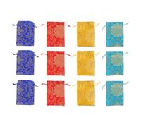 TOYZFRIENDY Bolsas de Obsequio Cordón Bordadas Vintage 12 Piezas Rojo Amarillo Azul Oscuro Azul Lago Bolsas de Brocado para Joyas y Almacenamiento de Cosméticos Tamaño Pequeño para
