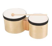TOYZFRIENDY Bongó de Madera Natural y Instrumento de Percusión de Mano Duradero para Principiantes con Acabado Pulido Seguro y Sonido para Educación Musical y Desarrollo Motriz