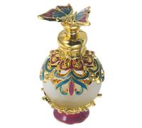 TOYZFRIENDY Botella de Perfume Vacía de Aleación de 15ml Tapa con Diseño de Ala, Envase Decorativo en Color Dorado y Morado, Adecuado para Almacenamiento de Fragancias Hogar y Viaje