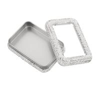 TOYZFRIENDY Caja de Almacenamiento para Púas de Guitarra Fabricada Hojalata Diseño de Gemas de Imitación y Ventana Transparente para Organizar Accesorios de Instrumentos Musicales como Bajos
