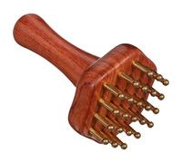 TOYZFRIENDY Cepillo de Masaje Meridiano Manual de Latón Mango Ergonómico de Madera Herramienta Multifuncional para Cabeza Espalda y Lumbares Dispositivo Portátil para Bienestar y