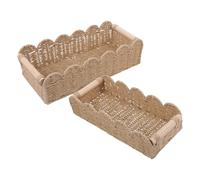 TOYZFRIENDY Cesta Organizadora Grande y Pequeña de Cuerda de Papel con Borde Festoneado y Asas de Madera, Set de 2 Unidades para Almacenamiento de Papel Higiénico, Adecuado para Baño