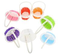 TOYZFRIENDY Cestas de Plástico Tejidas para Manualidades, 7 Piezas, Color Aleatorio, Cesta Ovalada Pequeña para Almacenamiento y Decoración de Pascua, Portátiles y Ligeras, Color Aleatorio