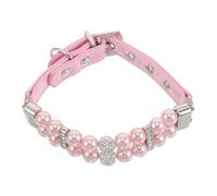 TOYZFRIENDY Collar de Perlas para Perros Pequeños y Gatos Cadena de Alambre Ajustable, Collar para Mascotas Rosa S 1.5x30 Cm, Joyería Ligera para Uso Diario y Eventos Obsequios