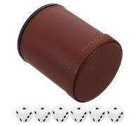 TOYZFRIENDY Cubilete de Dados de Póker Marrón con Tapa, PU, Compacto | Interior Suave, Forma Ergonómica, para Juegos y Dados Estándar, Uso en Mesa, Oficina y Viaje