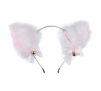 TOYZFRIENDY Diadema Orejas Gato de Peluche con Lazo y Campana Dorada Accesorio Cosplay para Fiestas y Disfraces Suave y Cómoda para Mujer y Niñas