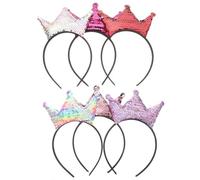 TOYZFRIENDY Diadema para Niñas Lentejuelas 6 Piezas Colores Pastel y Rosa, Diadema de Tiara de Dibujos Animados, Accesorio para Fiesta Cumpleaños y Fotografía