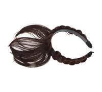 TOYZFRIENDY Diadema Trenzada Flequillo Frontal Postizo para Mujer, Peluca Sintética Marrón Oscuro, Tamaño Único, Accesorio de Cabello para Fiestas y Cosplay, Ligera y Cómoda