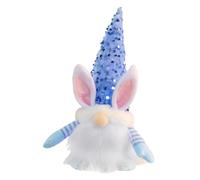 TOYZFRIENDY Enano Conejo de Pascua Luminoso sin Batería Figura Decorativa de Enano Miniatura Azul Adorno Festivo para Hogar Jardín y Escritorio para Temporada Primavera