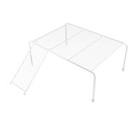 TOYZFRIENDY Estantería para Mascotas Grande con Plataforma y Escalera para Gallinas Diseño Hueco de Malla Metálica Resistente Soporte Práctico para Ejercicio y Alimentación de Pollos