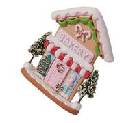 TOYZFRIENDY Festive Clay House Sculpture Handmade Polymer Miniature Cabin with Trees Winter Tabletop Decoration For Christmas and Holiday Celebrations