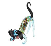 TOYZFRIENDY Figura de Perro Salchicha de Cristal Azul Adorno Decorativo Pequeño para Escritorio Figura de Animal Realista para Decoración de Hogar y Obsequio Infantil