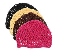 TOYZFRIENDY Gorros para Dormir de Crochet 4 Piezas Red Cabello Tejida a Mano Malla Transpirable Elástica Protección Nocturna para Trenzas Uso Doméstico y Viaje Colores Variados Beige