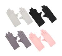 TOYZFRIENDY Guantes de Protección Solar para Uñas de Gel 4 Pares Medio Dedo Anti-uv Transpirables para Mujer Uso Diario Colores Surtidos Rosa Negro Gris