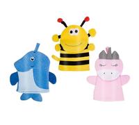 TOYZFRIENDY Guantes Exfoliantes para Baño Infantil 3 Piezas con Diseño de Figuras Abeja Pingüino Unicornio Suaves y Seguros para Piel Sensible Guantes de Ducha Exfoliantes y Depuradores