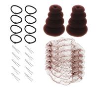 TOYZFRIENDY Herramientas para Moños Grandes con Donut para Mujer Kit de Peinado para Ballet con Redes Invisibles Moldeador de Moños para Eventos Danza y Fiestas Color Marrón