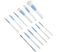 TOYZFRIENDY Juego de 12 Brochas de Maquillaje con Mango de Madera Azul Efecto Ondulación Kit de Herramientas de Maquillaje Facial Pinceles para Polvos Base y Difuminar Sombras Adecuado