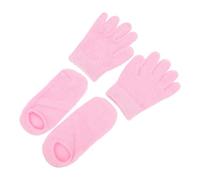 TOYZFRIENDY Juego de 2 Pares Guantes de Gel Hidratante y Calcetines Spa Rosa, Talla Única, Suaves y Flexibles para Piel Seca Agrietada, Cuidado Nocturno para Manos y Pies