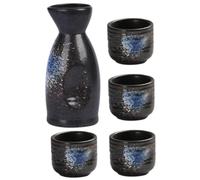 TOYZFRIENDY Juego de Sake Japonés de Cerámica Azul Hielo, Jarra de Sake 180 Ml y 4 Tazas Delicadas, Apto para Bebidas Alcohólicas, Adecuado Hogar y Obsequio