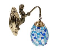 TOYZFRIENDY Lámpara de Pared Retro Mediterránea con Diseño Sirena de Vidrio y Metal para Dormitorio Pasillo y Baño Aplique Decorativo Duradero y Fácil de Instalar