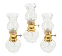 TOYZFRIENDY Lámpara de Queroseno Transparente Mini Vintage 11,5 Cm Vidrio Regulador de Llama Metal Decoración Rústica para Hogar Interior y Uso de Emergencia Pack de 3 Piezas