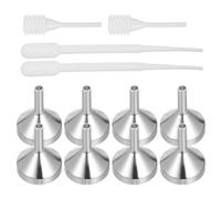 TOYZFRIENDY Mini Embudo Metálico 12 Piezas para Transferir Líquidos y Rellenar Botellas Pequeñas, con 8 Embudos Grandes Plateados y 4 Goteros (2 de 3 Ml y 2 de 2 Ml), Adecuado para Perfumes