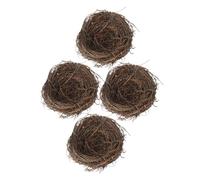 TOYZFRIENDY Nido de Pájaro Artificial Trenzado de Ratán 10 CM Decoración Creativa Rústica para Jardín 4 Piezas Modelo Falso para Adorno y Fotografía