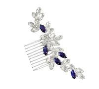 TOYZFRIENDY Peine de Pelo de Aleación con Brillantes Azules Accesorio Versátil para Boda y Fiesta Clip Lateral Elegante para Novias y Damas de Honor Detalle Único para