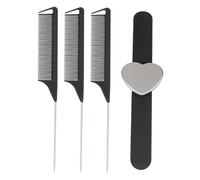 TOYZFRIENDY Peine Profesional Pulsera Porta Pinzas 4 Piezas Silicona Antiestática Negro Tamaño Medio Para Peluqueros Uso Salones y Casa