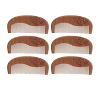 TOYZFRIENDY Peines de Madera de Sándalo 6 Piezas - Peine Desenredante de Dientes Anchos para Cabello Rizado y Mojado Masajeador de Cuero Cabelludo Natural Herramienta Compacta para Viaje y