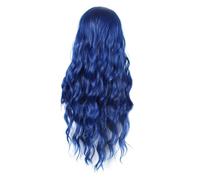 TOYZFRIENDY Peluca Larga Ondulada Azul para Halloween Postizo Natural para Mujer Cabello Sintético Brillante y Realista para Fiestas y Disfraces