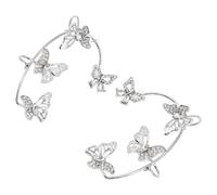 TOYZFRIENDY Pendientes y Cristales de Circonita de Mariposa Tipo Brazalete para Mujer en Aleación Plata Diseño sin Perforar Ideales para Días Obsequios