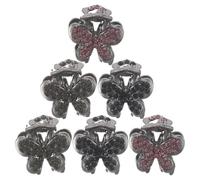 TOYZFRIENDY Pinzas Pelo Antideslizantes con Diseño de Alas para Mujer, 6 Piezas Gemas de Imitación, Mini Garras Decorativas en Azul, Rosa y Gris, Accesorio para Recogidos y Fiestas de