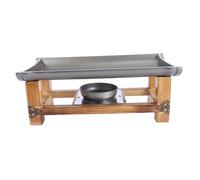 TOYZFRIENDY Placa de Asar para Pescado Antiadherente Multifuncional Parrilla Portátil Japonés Parrilla Barbacoa Interior sin Alcohol con Estructura de Bambú Resistente y Aluminio Duradero