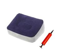 TOYZFRIENDY Reposapiés Inflable Portátil de PVC Flocado Gris Azul 37x28 Cm Bomba Manual Pequeña 18x3 Cm para Viajes, Oficina y Hogar, Alivio de Fatiga y Soporte Ergonómico Color Aleatorio