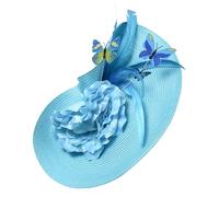 TOYZFRIENDY Sombrero Fascinator de Paja para Mujer con Diadema y Clip Tocado Elegante para Bodas y Fiestas de Té Diseño de Exagerada Azul Lago Ligero y Cómodo para Eventos Formales