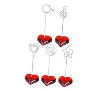 TOYZFRIENDY Soportes para Fotos y Clips de Notas Metálicos Base en Forma de Corazón Rojo Paquete de 5 Piezas Diseños Variados Corazón Llave Círculo Estrella Nota Musical para