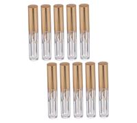 TOYZFRIENDY Tubo de Lápiz Labial Vacío Transparente 10 Piezas 2,5 Ml Diseño Ondulado Dorado Compacto para Brillo y Bálsamo Labial Uso Profesional Portátil