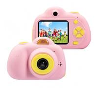 ToyZoom - Cámara para niños de 18 MP, 1080P, HD, digital, con tarjeta SD de 32 GB / 4 zoom/flash / gran angular de 120°, color rosa