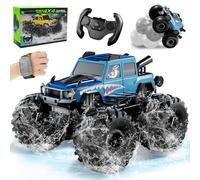 Toyzy Monster Truck, Coche Teledirigido Anfibio para Niños 6-12 Años - Azul | Todo Terreno RC 4x4 con Sensor de Gestos,Carro Criança Juego Exterior para Jardín/Arena/Agua Regalo Cumpleaños para Niño Niña
