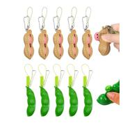 TOZBLEU 10 Piezas Squeeze Edamame Cacahuete Bean Anhänger Schlüsselanhänger Divertidos Gadgets,llavero antiestres, Para Reducir la Ansiedad y el Estrés