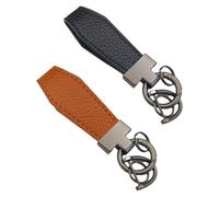 TOZBLEU 2Pcs Llavero de piel auténtica para coche, llavero coche, llavero universal de piel, organizador de llaves con anillo en D antipérdida para hombres y mujeres, Negro/Marrón