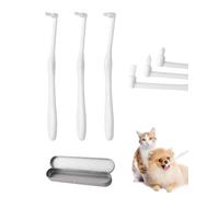 TOZBLEU 3 Cepillos de Dientes para Perros y Gatos con Estuche Metálico, Cepillo Dental para Mascotas Pequeñas y Grandes, para Higiene Dental, Kit de Cuidado Bucal para Mascotas, Estilo B