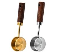 TOZBLEU Cuchara de café,2 pcs cuchara de café retro de acero con mango de madera, cuchara medidora de 15 ml para granos de café,azúcar en polvo, granos de café, utensilios de cocina para el hogar