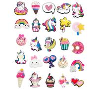 TOZBLEU Decoración de zapatos,Pack 25 Adornos para Zapatos, Serie unicornio Pins para Crocs, Decoración para zapatos Zuecos, Pins Decorativos, para Regalos de Niños Fiesta Cumpleaños