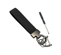 TOZBLEU Llavero trenzado con anillo en D y 2 aros metálicos, Llavero de cuerda elástica para coche, llavero de muñeca hombre mujer, keychain resistente para llaves, de coche elegante,Negro